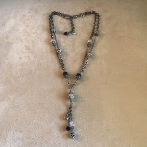 Brighton Pewter Silver Black Grey Crystal Necklace